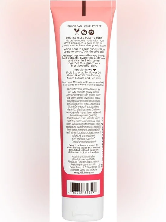 Pacifica Strawberry Peach Body Lotion – Vegan & Cruelty - Picture 2 of 3